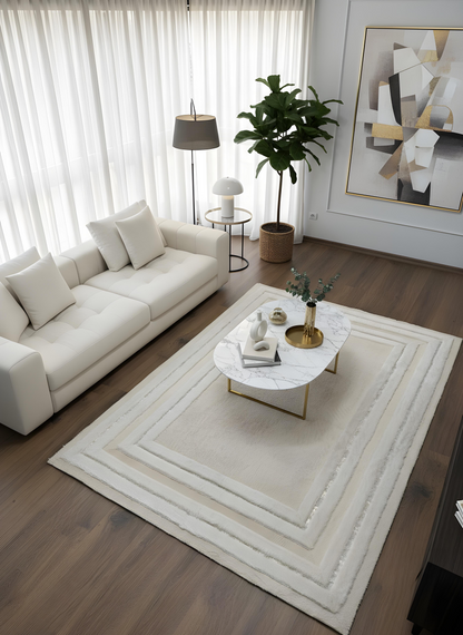 Royal Serisi Safir - El İşçiliği ile Tavşan Post ve Varaklı Deri Dekoratif Halı