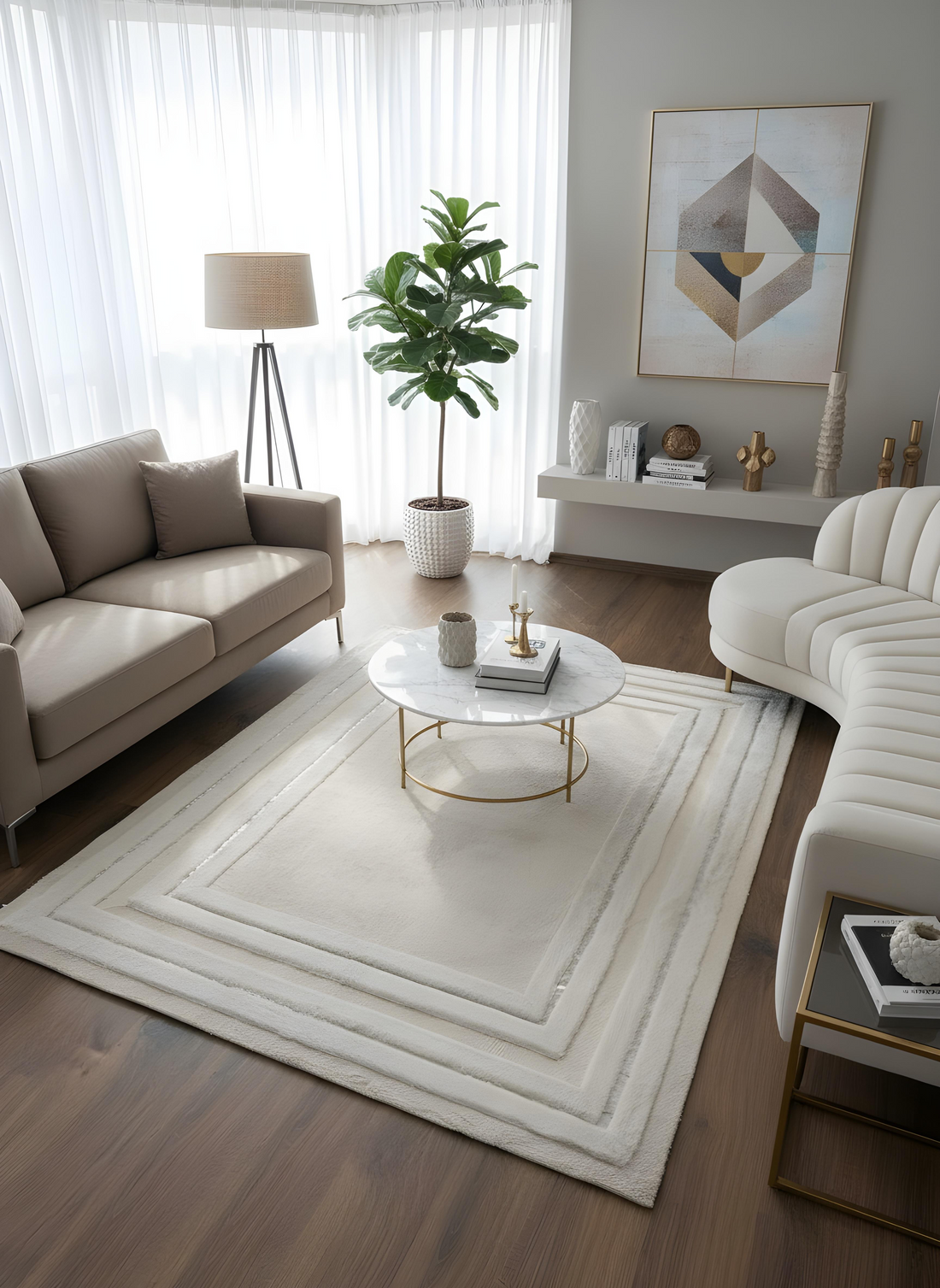 Royal Serisi Safir - El İşçiliği ile Tavşan Post ve Varaklı Deri Dekoratif Halı