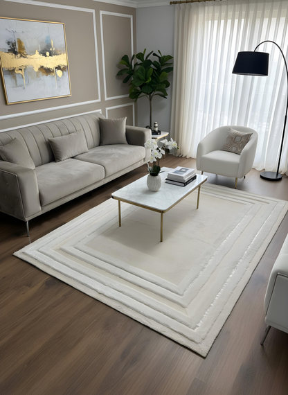 Royal Serisi Safir - El İşçiliği ile Tavşan Post ve Varaklı Deri Dekoratif Halı