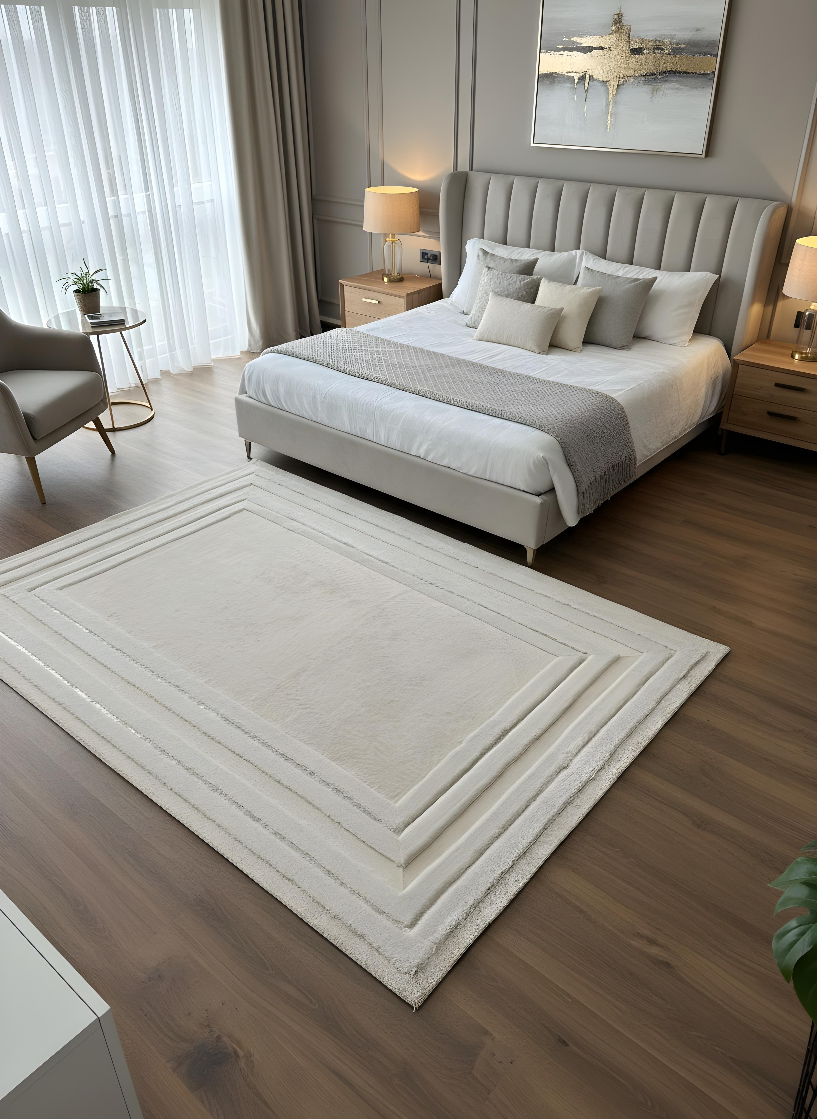 Royal Serisi Safir - El İşçiliği ile Tavşan Post ve Varaklı Deri Dekoratif Halı