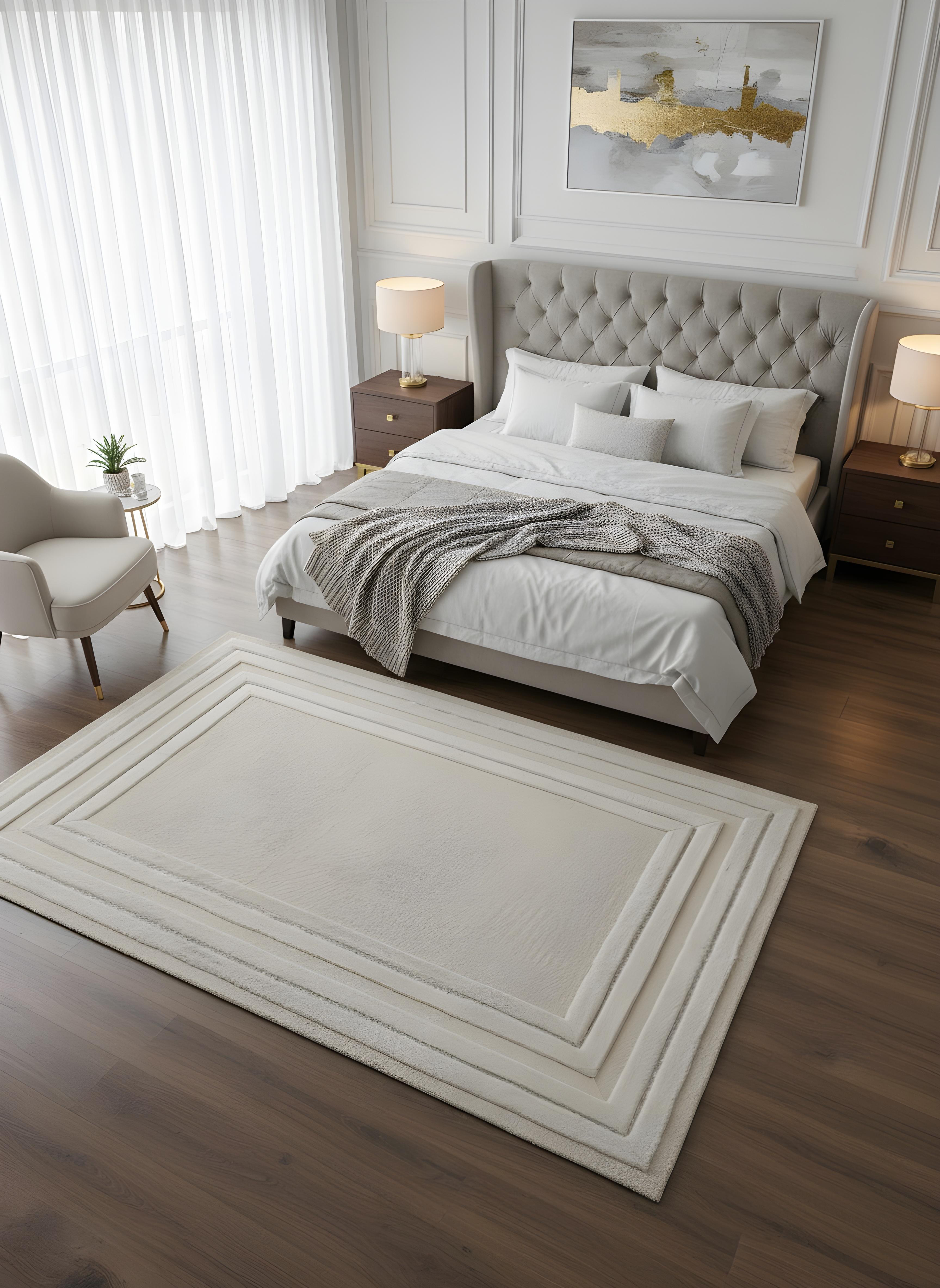 Royal Serisi Safir - El İşçiliği ile Tavşan Post ve Varaklı Deri Dekoratif Halı