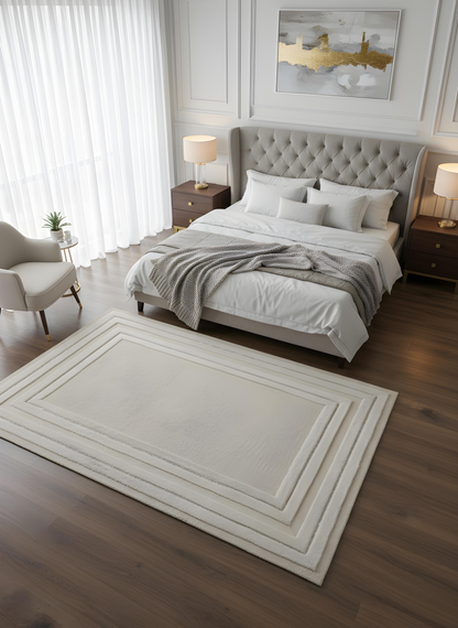 Royal Serisi Safir - El İşçiliği ile Tavşan Post ve Varaklı Deri Dekoratif Halı