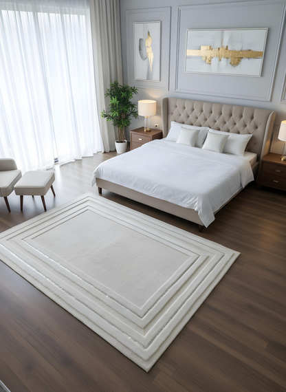 Royal Serisi Safir - El İşçiliği ile Tavşan Post ve Varaklı Deri Dekoratif Halı