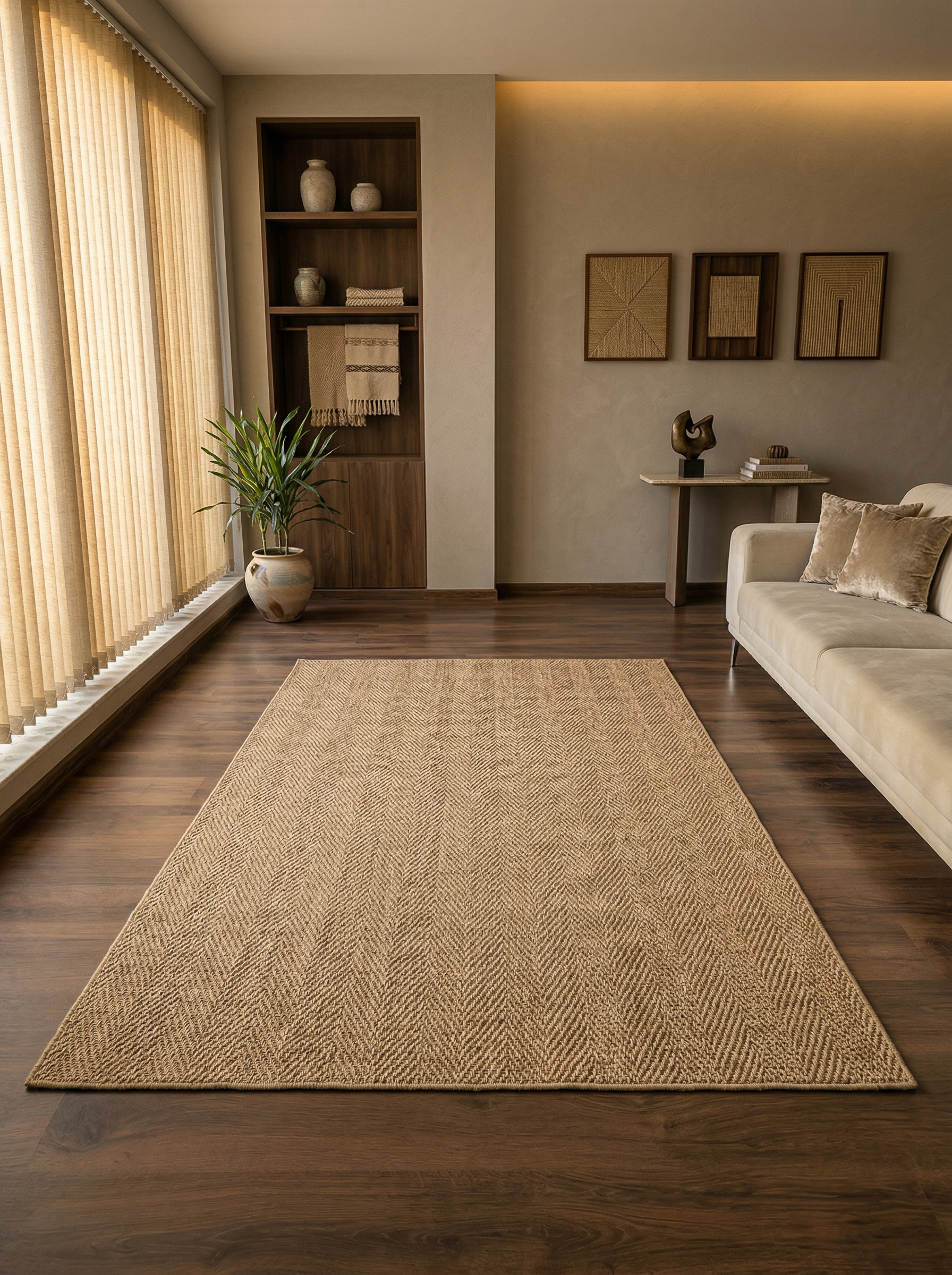 SİSAL SRN KAHVE Jüt Hasır Dokulu Doğal Salon Mutfak Koridor Balkon Halısı
