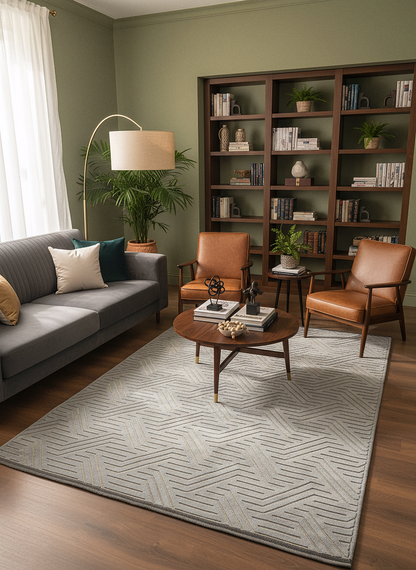 ŞÖNİL PERLA - GRİ Makinede Yıkanabilir Geometrik Modern Desenli Salon Koridor Mutfak Şönil Dokuma Halı