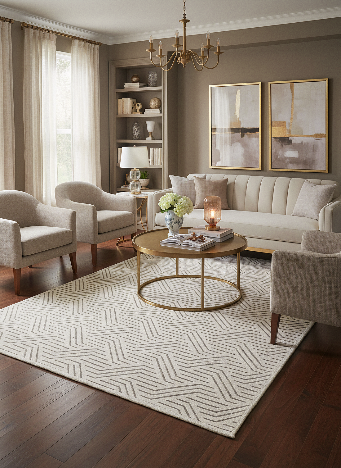 ŞÖNİL PERLA - KREM Makinede Yıkanabilir Geometrik Modern Desenli Salon Koridor Mutfak Şönil Dokuma Halı