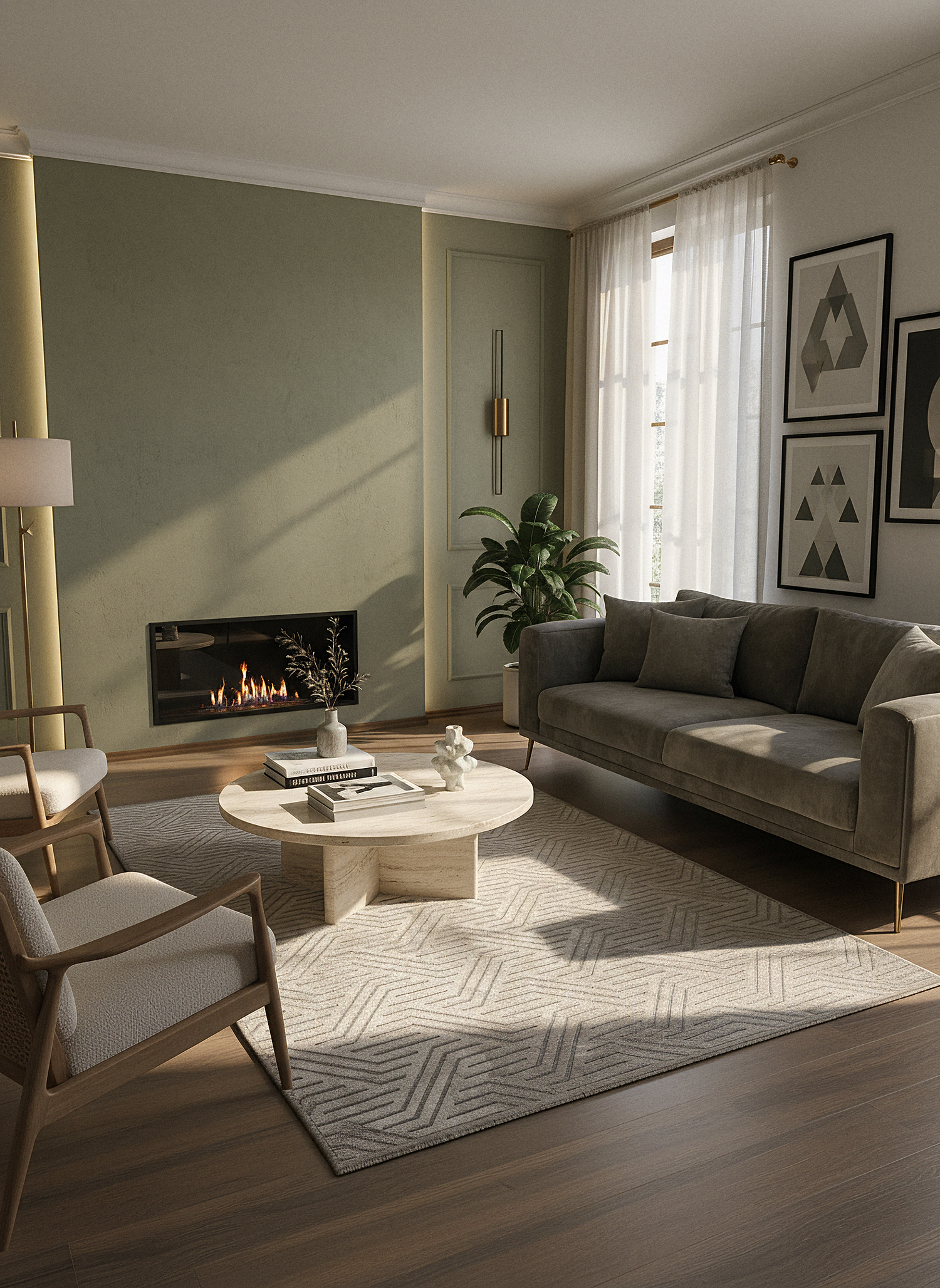 ŞÖNİL PERLA - VİZON Makinede Yıkanabilir Geometrik Modern Desenli Salon Koridor Mutfak Şönil Dokuma Halı