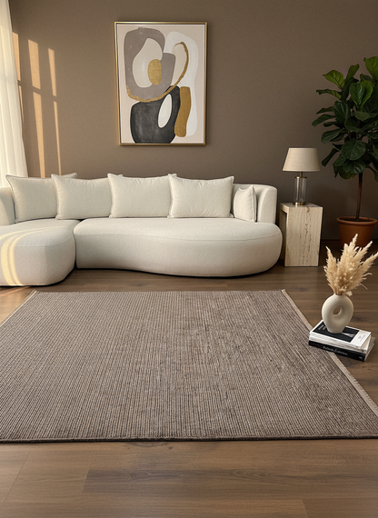 ŞÖNİL SUDE-VİZON Makinede Yıkanabilir Modern Sade Desenli Salon Koridor Mutfak Şönil Dokuma Halı