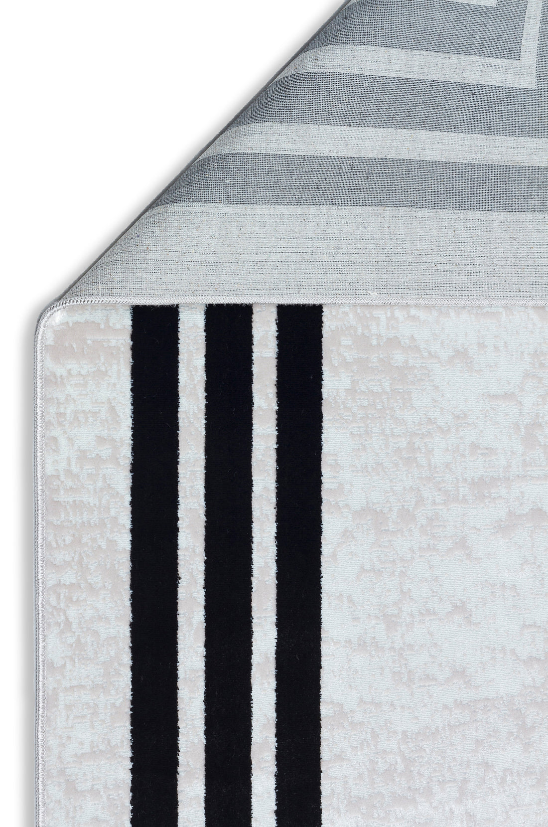 SÜMER 8032-S-GÜMÜŞ/SİYAH Kaymaz Taban Sentetik Bambu Parlak Saten Salon Halısı
