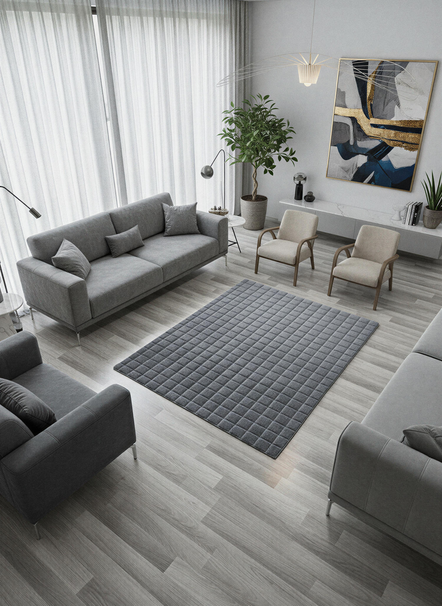 TAVŞAN SAMUR FÜME -  Kaymaz Taban Tavşan Shaggy Yatak Odası Oturma Odası Çocuk Odası Halısı