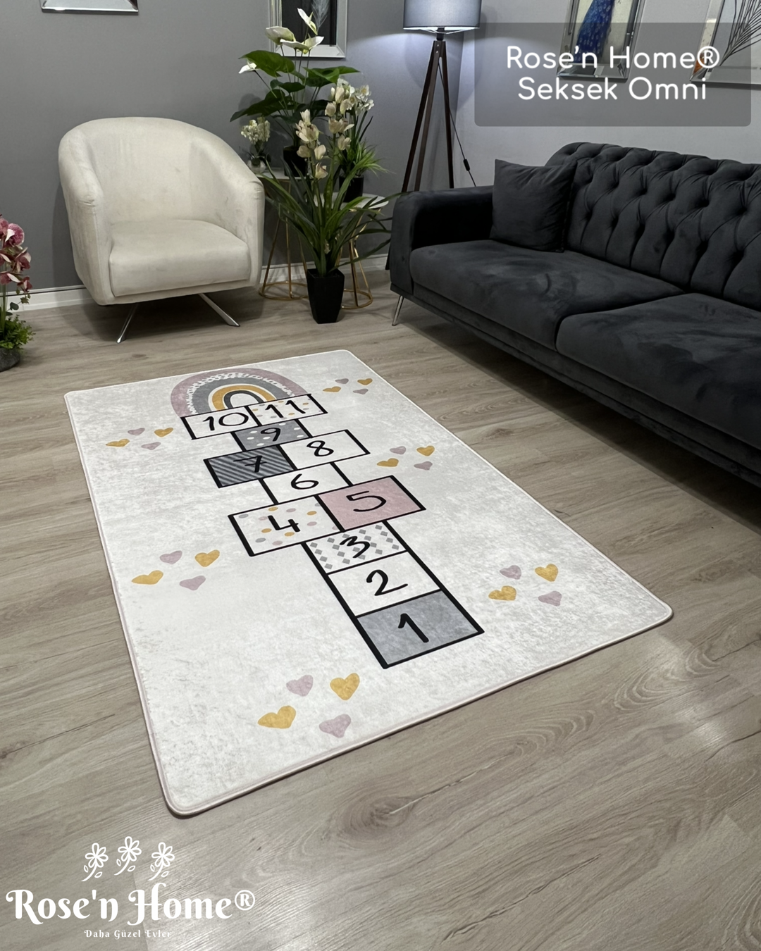 SEKSEK OMNİ - %100 Pamuk Dokuma Taban Makinede Yıkanabilir Kaymaz Halı