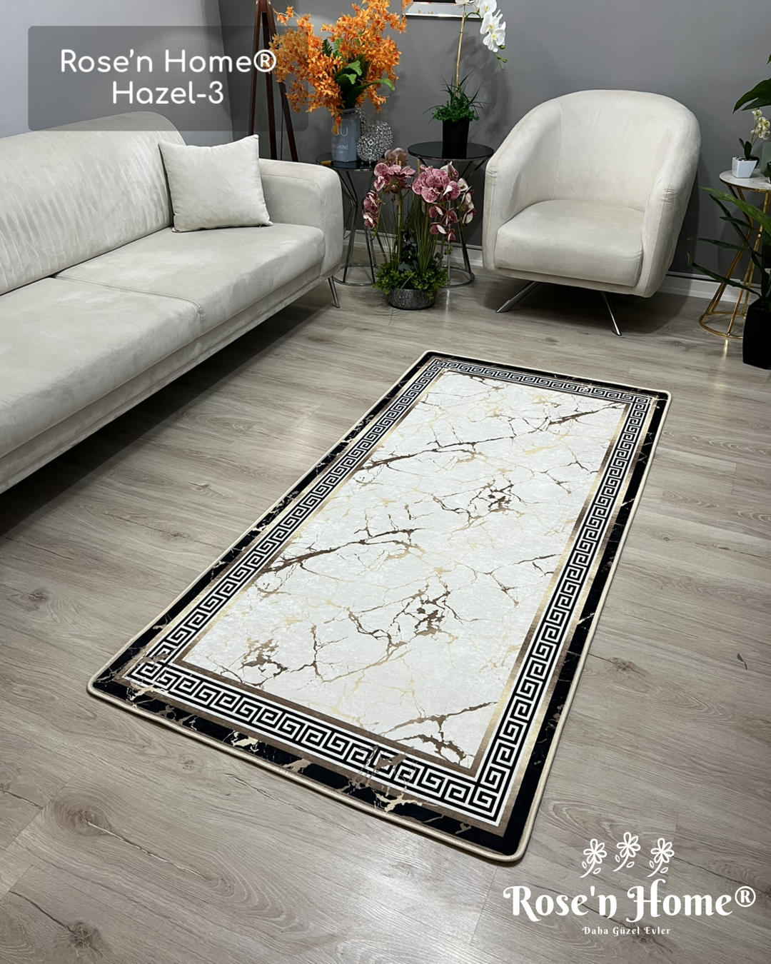 HAZEL-3 - %100 Pamuk Dokuma Taban Makinede Yıkanabilir Kaymaz Halı