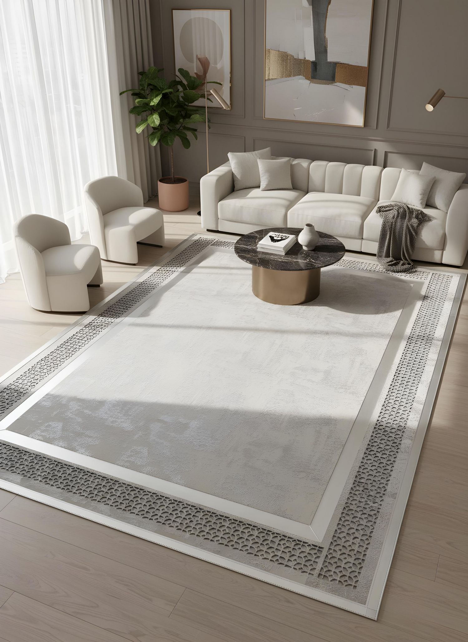 Royal Serisi Valeri - El İşçiliği ile Üretilmiş Varaklı Deri Dekoratif Halı