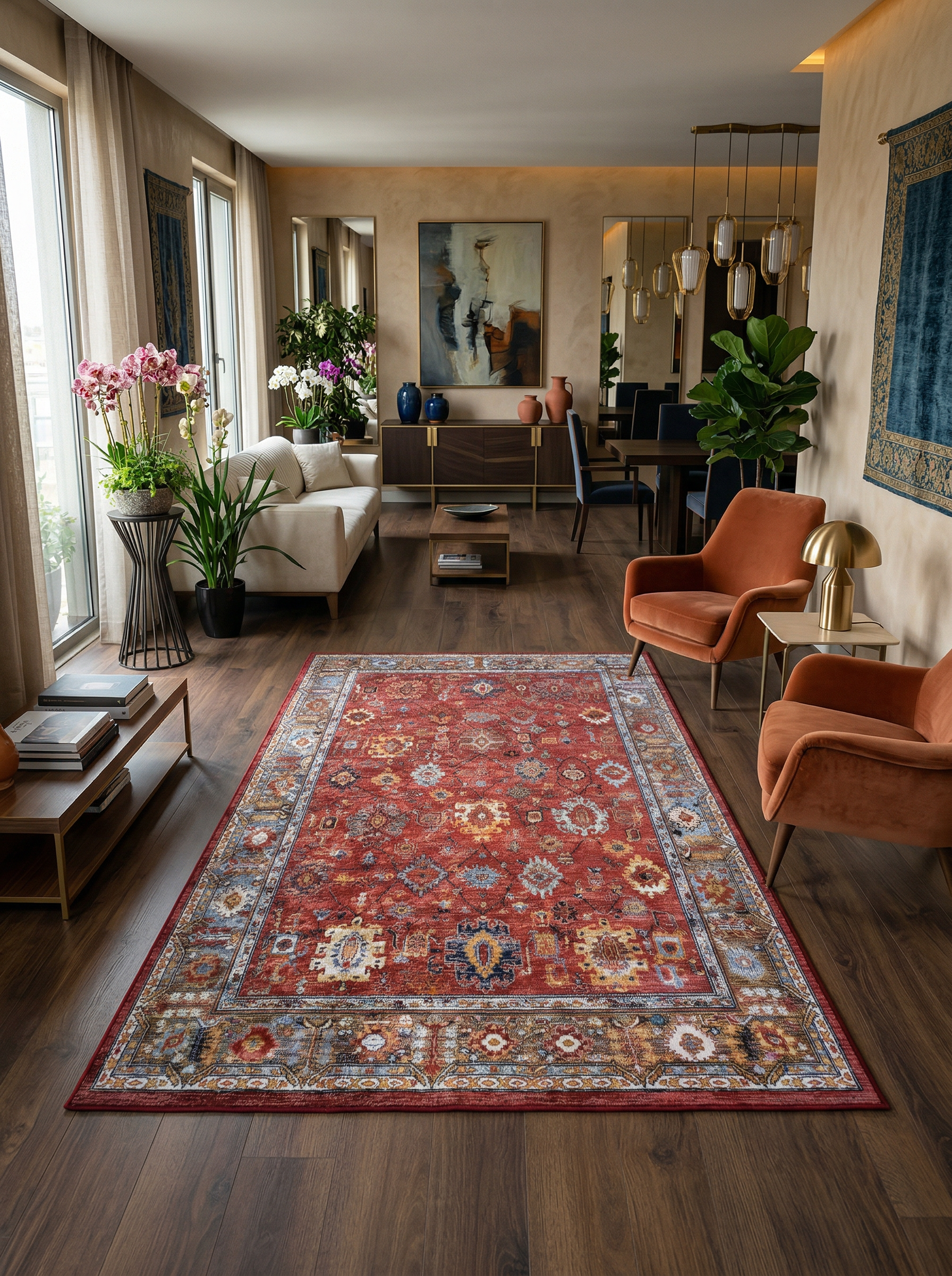 Arte VN016-7 Vintage Klasik Desenli Dekoratif Şönil Halı