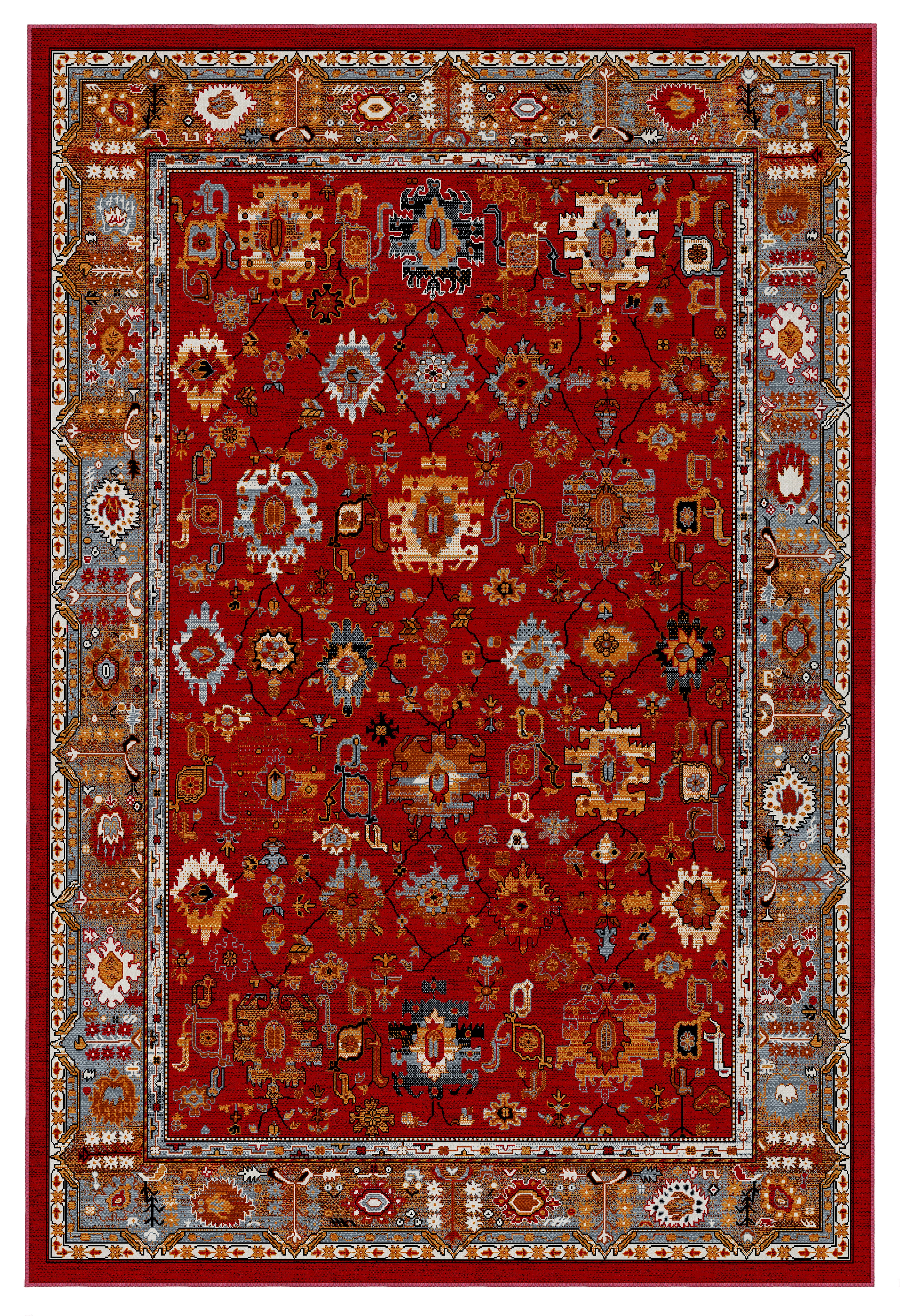 Arte VN016-7 Vintage Klasik Desenli Dekoratif Şönil Halı