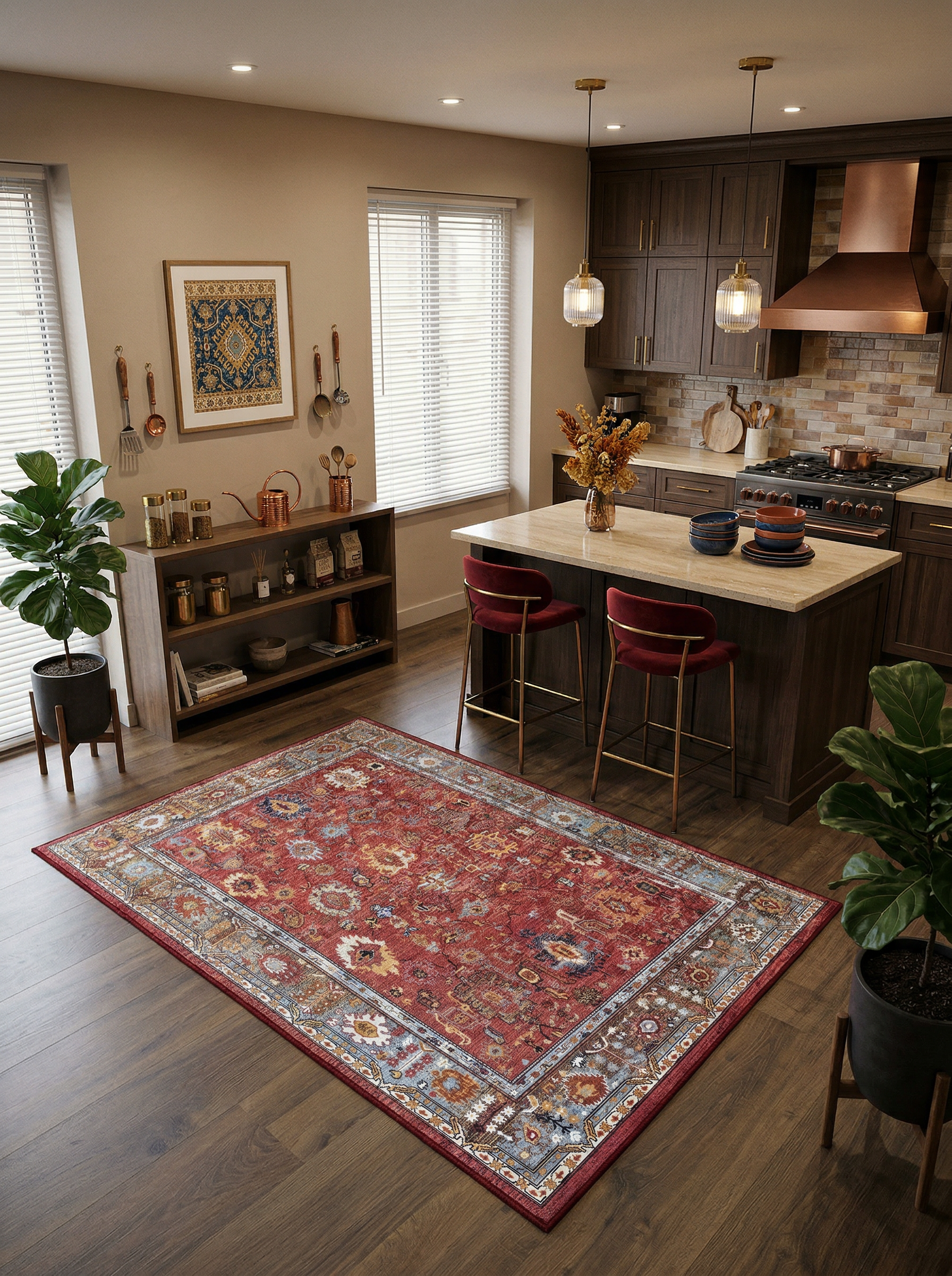 Arte VN016-7 Vintage Klasik Desenli Dekoratif Şönil Halı