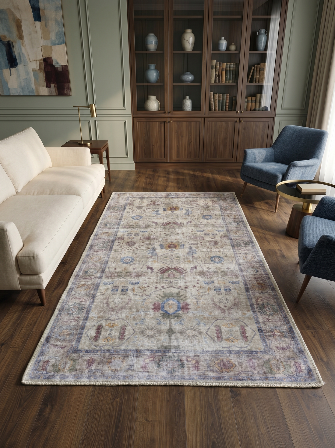 Arte VN041 Vintage Klasik Desenli Dekoratif Şönil Halı