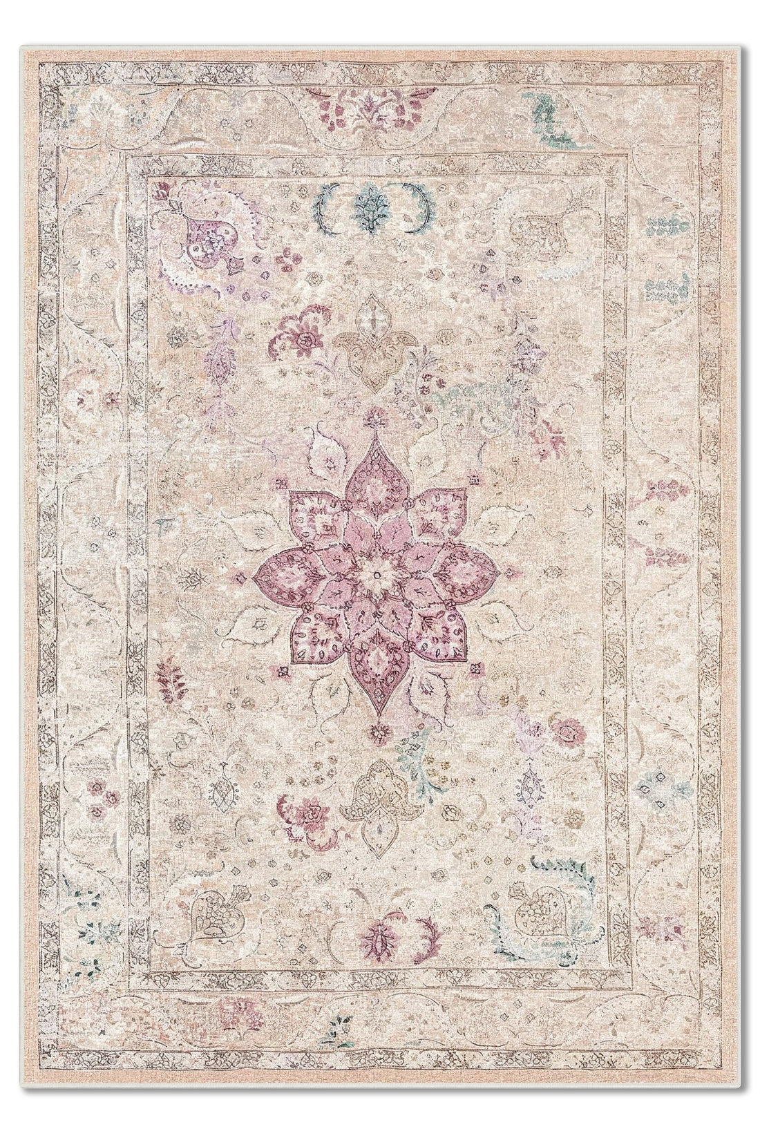 ARTE VN048 Vintage Klasik Desenli Renkli Dekoratif Salon Mutfak Koridor Halısı