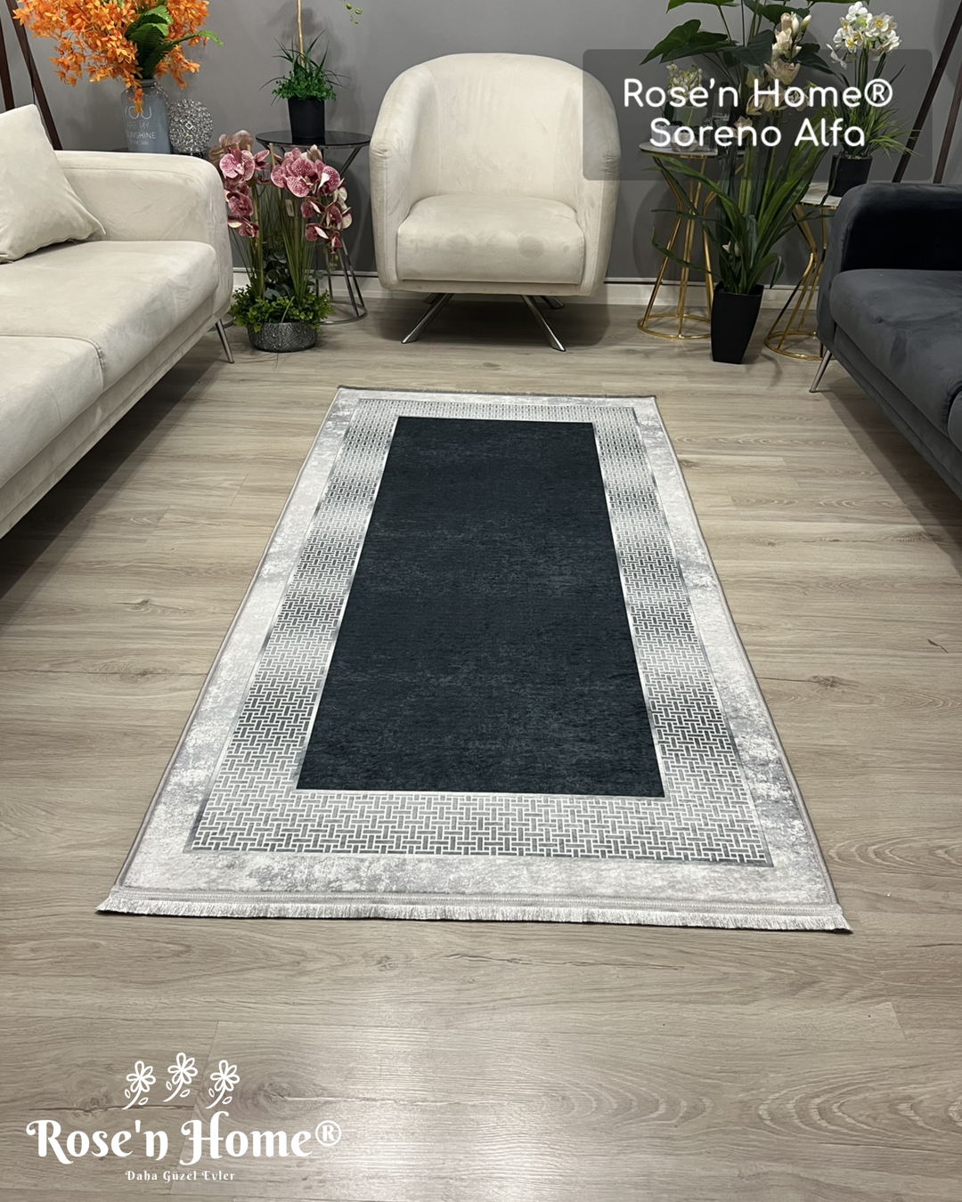 SORENO ALFA - %100 Pamuk Dokuma Taban Makinede Yıkanabilir Kaymaz Halı