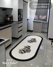 ZUCCA BLACK - %100 Pamuk Dokuma Taban Makinede Yıkanabilir Kaymaz Halı