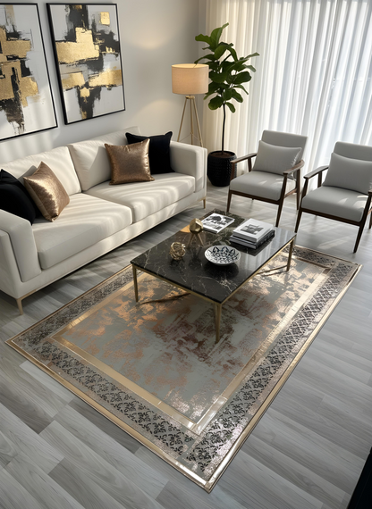 Royal Serisi Yakut - El İşçiliği ile Üretilmiş Varaklı Deri Dekoratif Halı