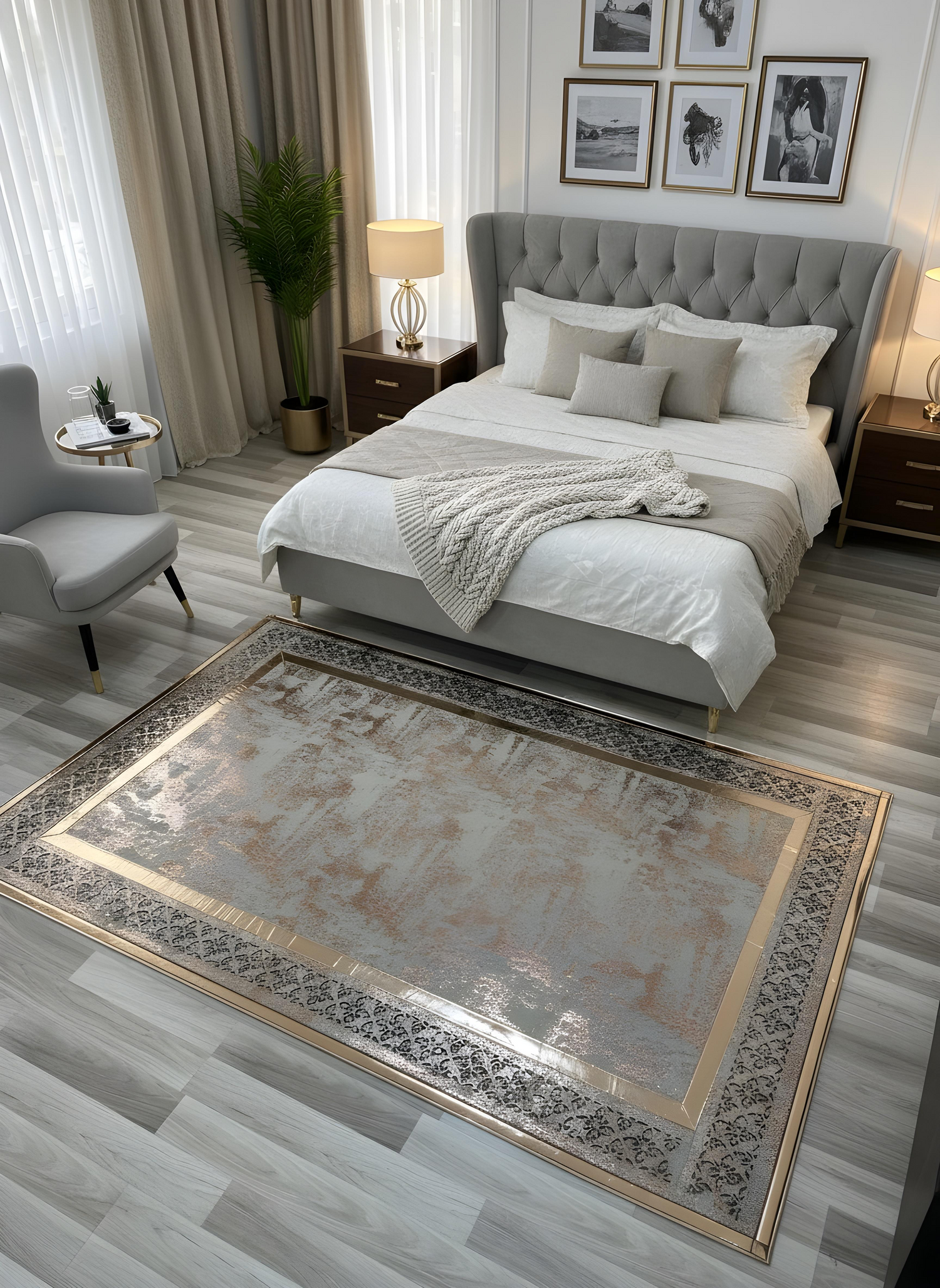 Royal Serisi Yakut - El İşçiliği ile Üretilmiş Varaklı Deri Dekoratif Halı