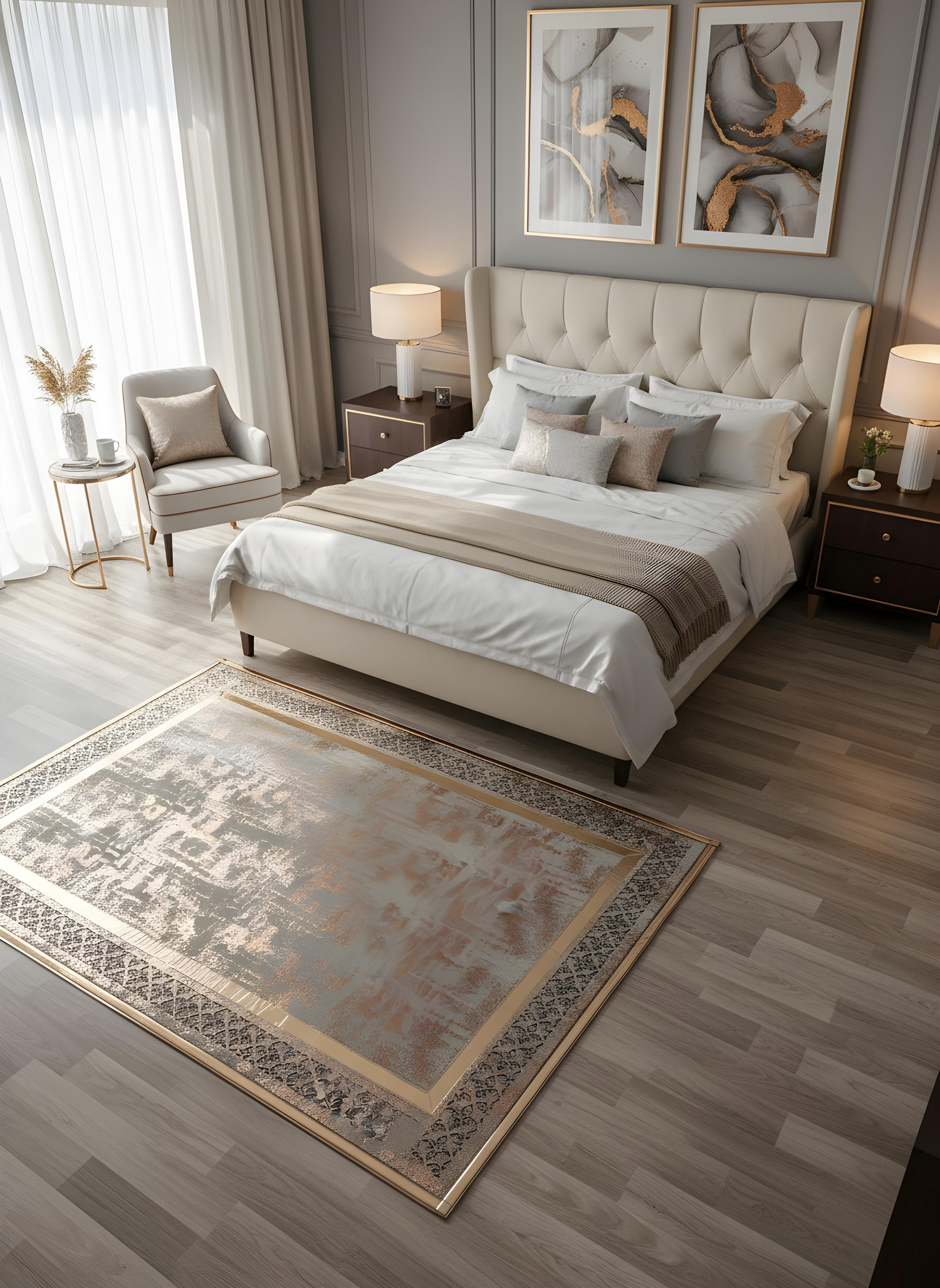 Royal Serisi Yakut - El İşçiliği ile Üretilmiş Varaklı Deri Dekoratif Halı