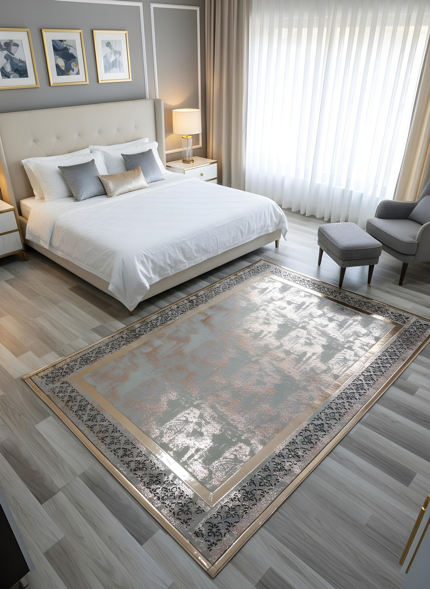 Royal Serisi Yakut - El İşçiliği ile Üretilmiş Varaklı Deri Dekoratif Halı