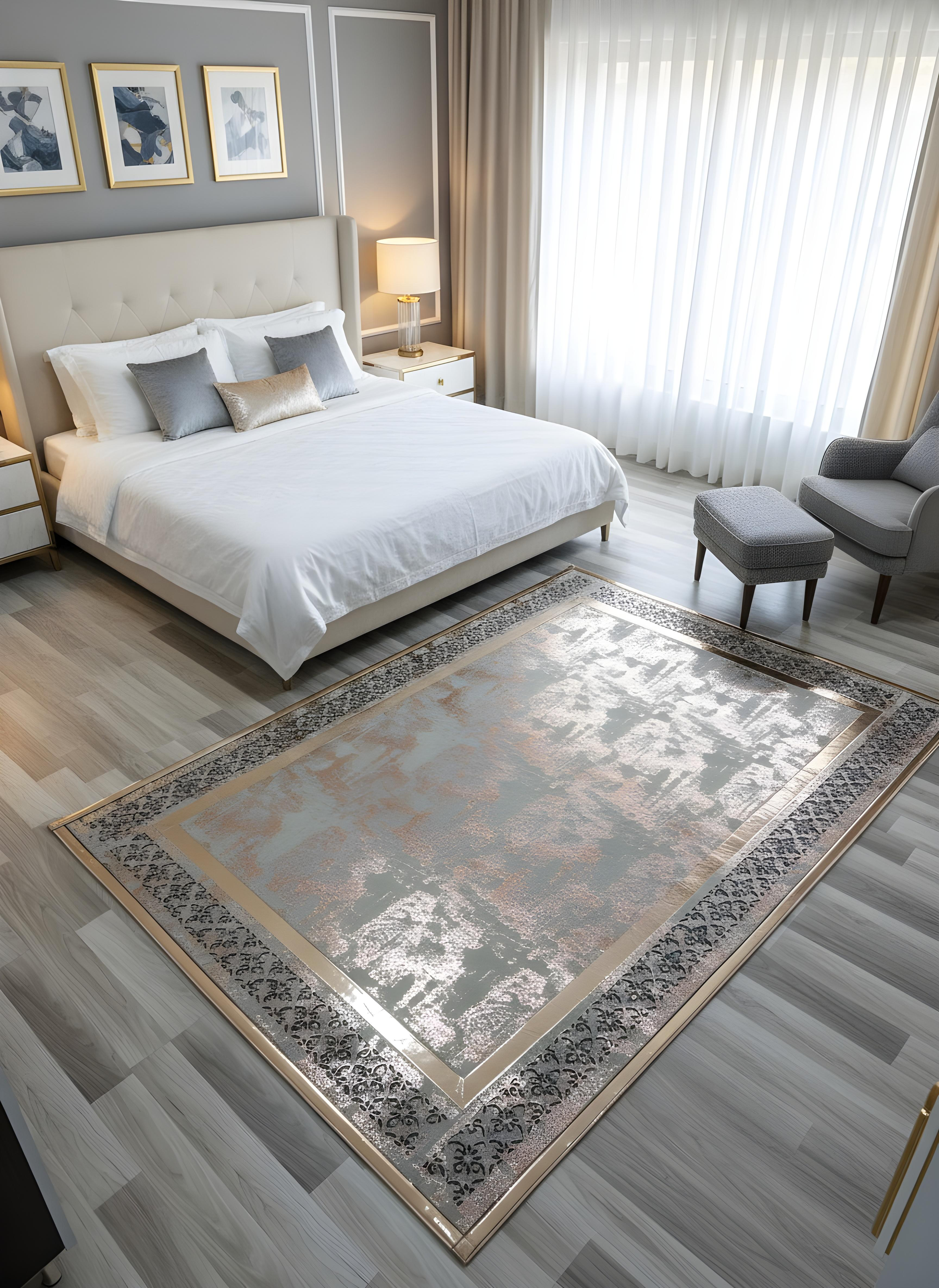 Royal Serisi Yakut - El İşçiliği ile Üretilmiş Varaklı Deri Dekoratif Halı