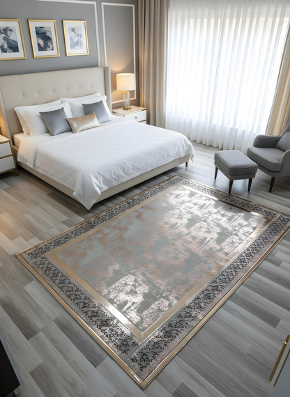 Royal Serisi Yakut - El İşçiliği ile Üretilmiş Varaklı Deri Dekoratif Halı