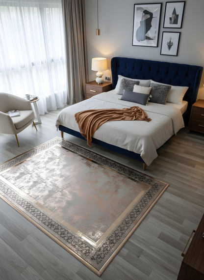 Royal Serisi Yakut - El İşçiliği ile Üretilmiş Varaklı Deri Dekoratif Halı