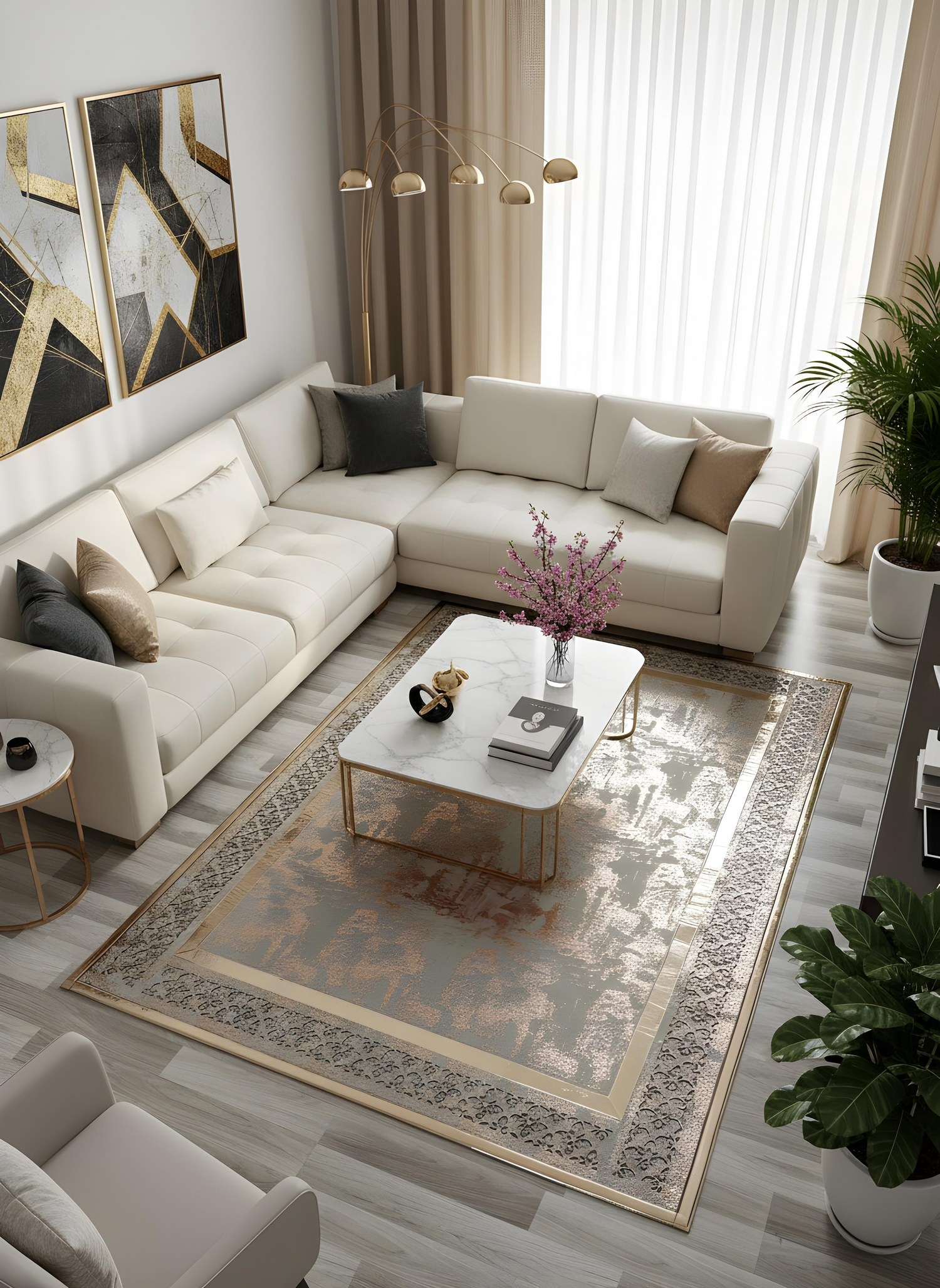 Royal Serisi Yakut - El İşçiliği ile Üretilmiş Varaklı Deri Dekoratif Halı