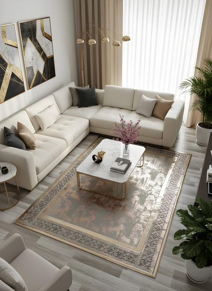 Royal Serisi Yakut - El İşçiliği ile Üretilmiş Varaklı Deri Dekoratif Halı