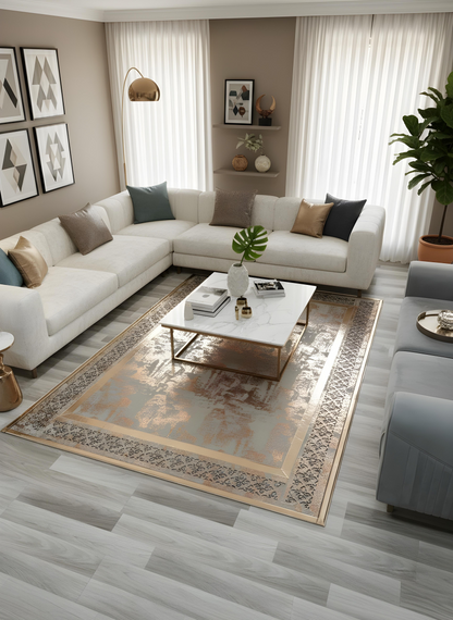 Royal Serisi Yakut - El İşçiliği ile Üretilmiş Varaklı Deri Dekoratif Halı