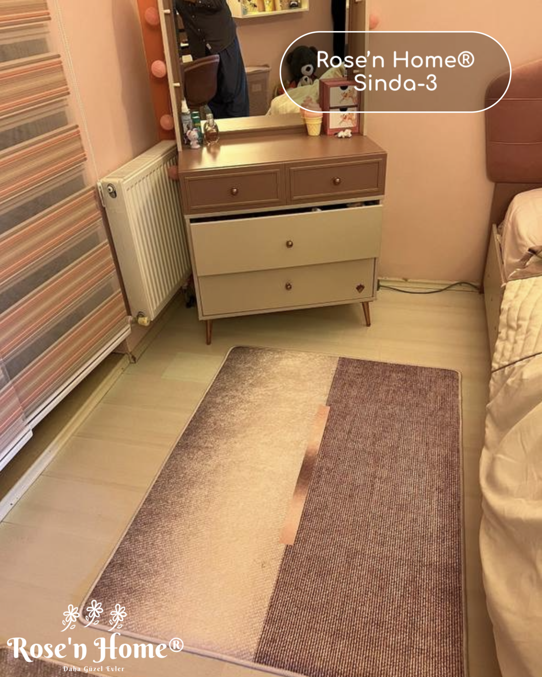 SİNDA-3 - %100 Pamuk Dokuma Taban Makinede Yıkanabilir Kaymaz Halı