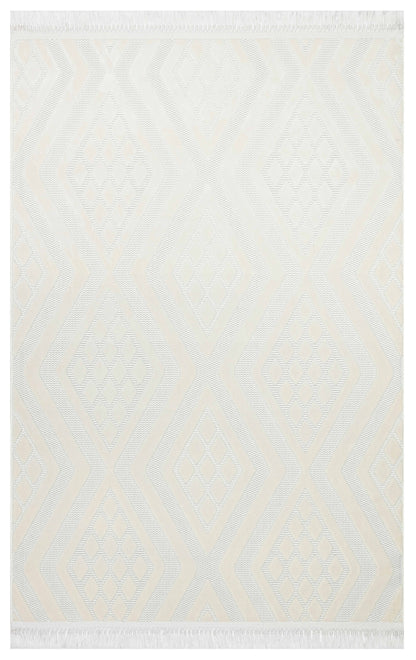 ARYA 5026-G-KREM Geometrik Desenli Dokuma Salon Koridor Mutfak Halısı-KP