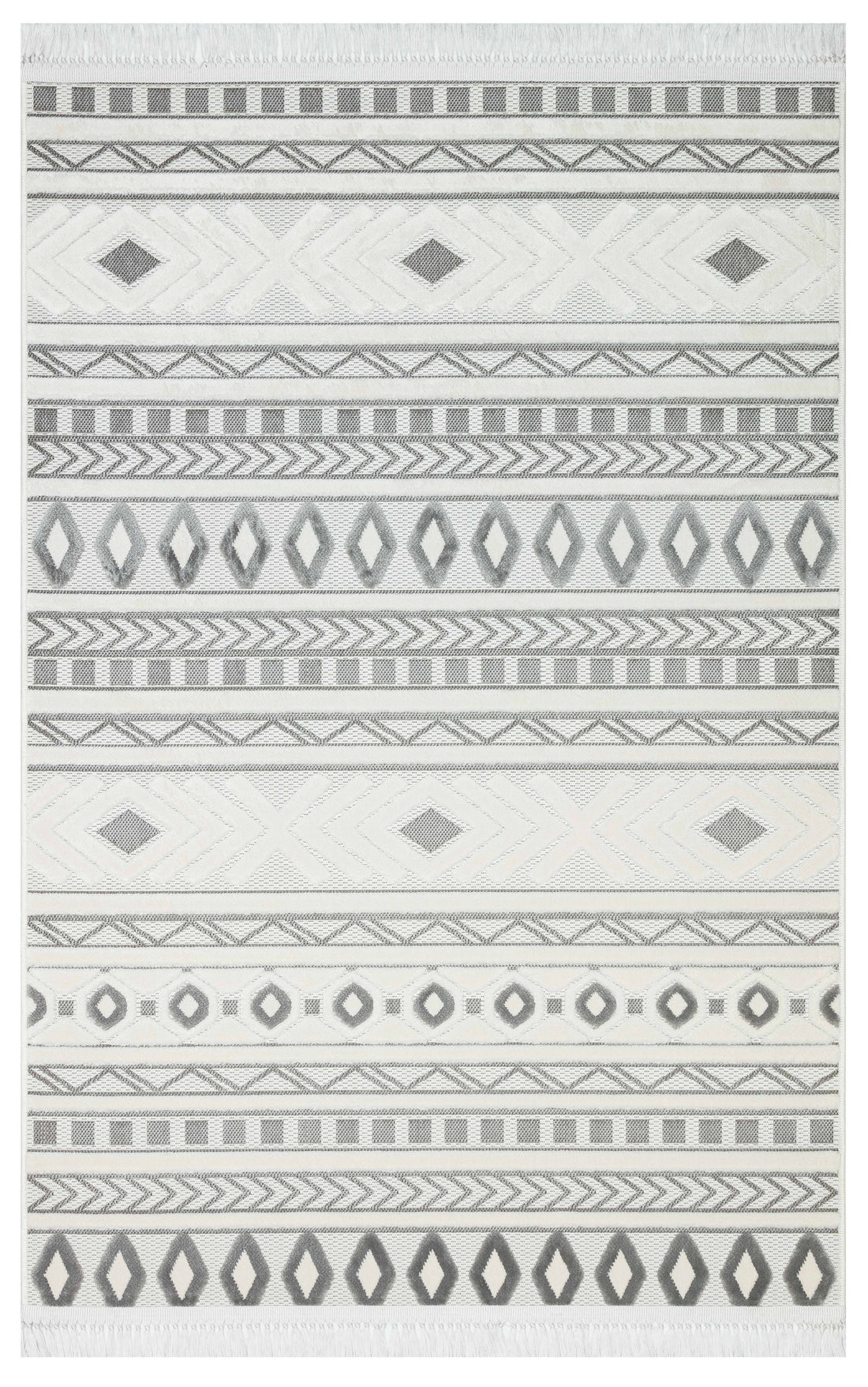 ARYA 5030-G-KREM/GRİ Pamuk Dokuma Taban İskandinav Desenli Salon Koridor Mutfak Halısı