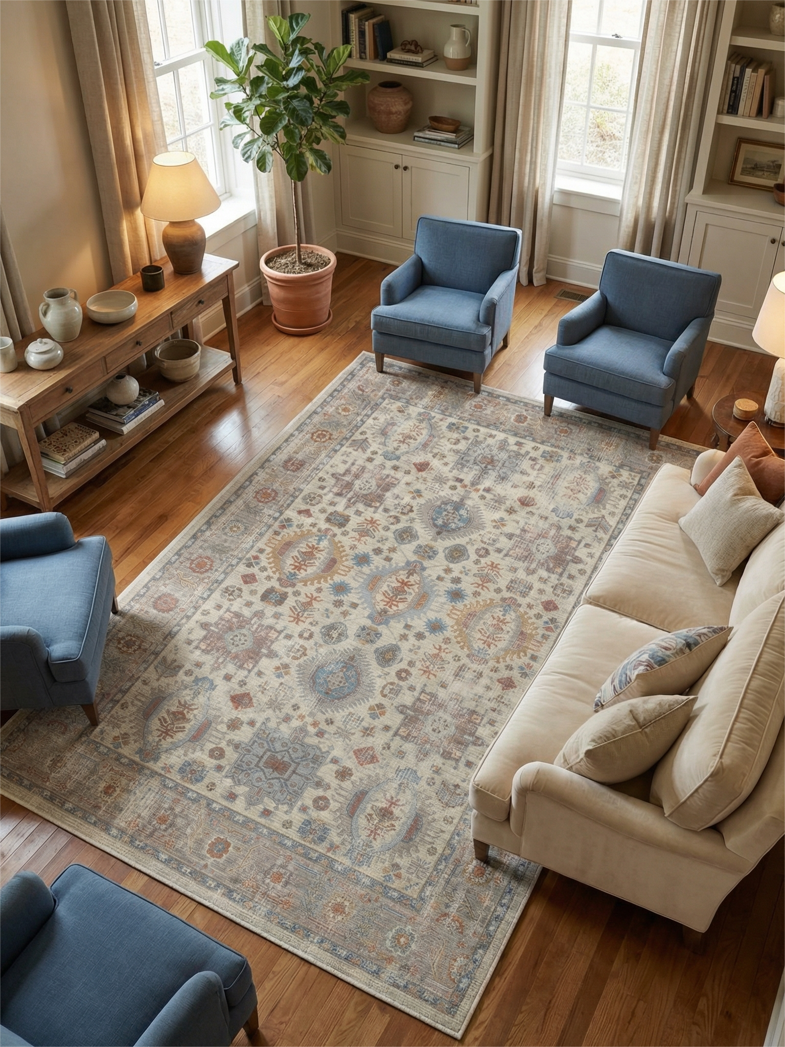 Arte VN001-1 Vintage Klasik Desenli Dekoratif Şönil Halı