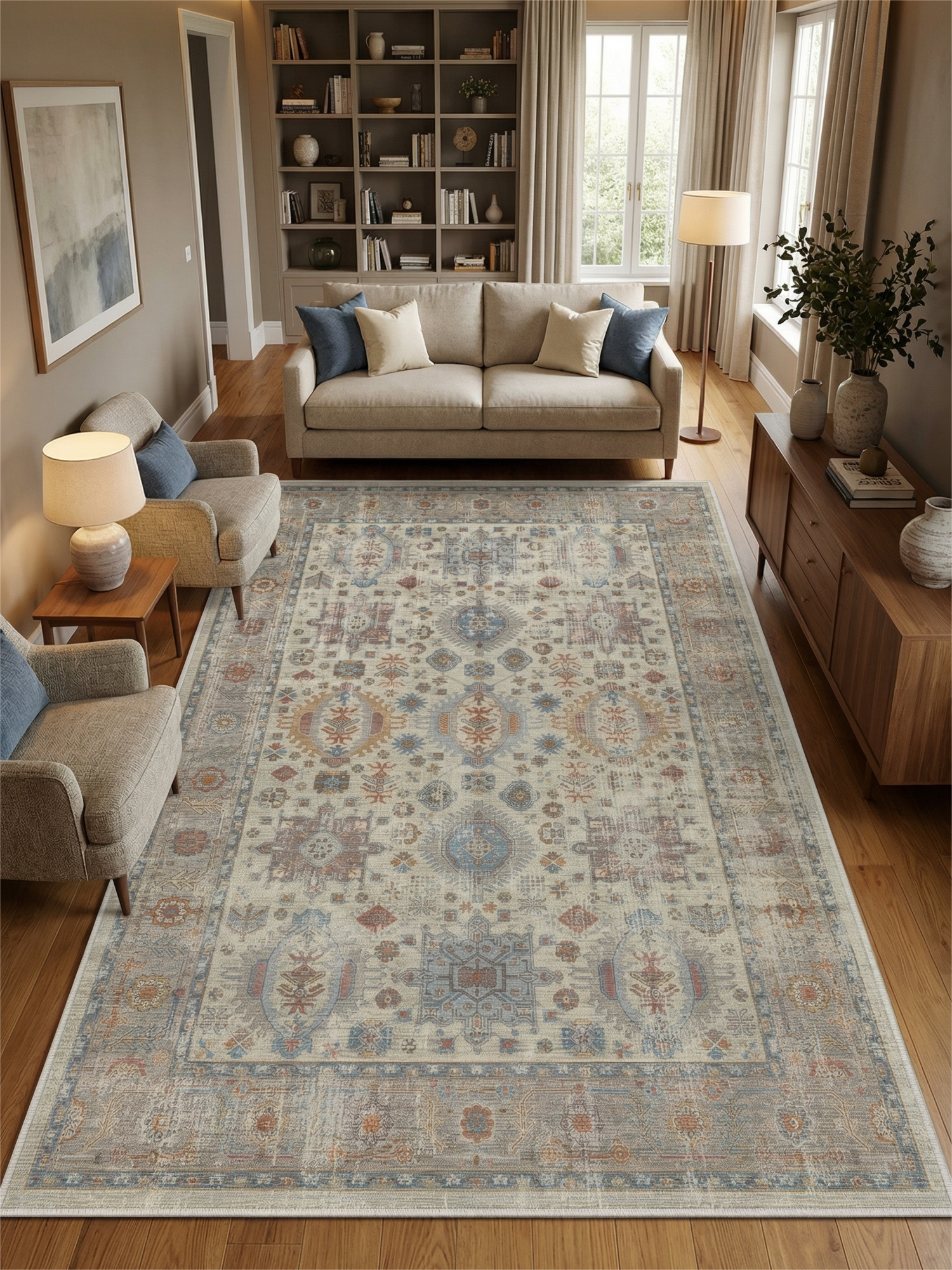 Arte VN001-1 Vintage Klasik Desenli Dekoratif Şönil Halı