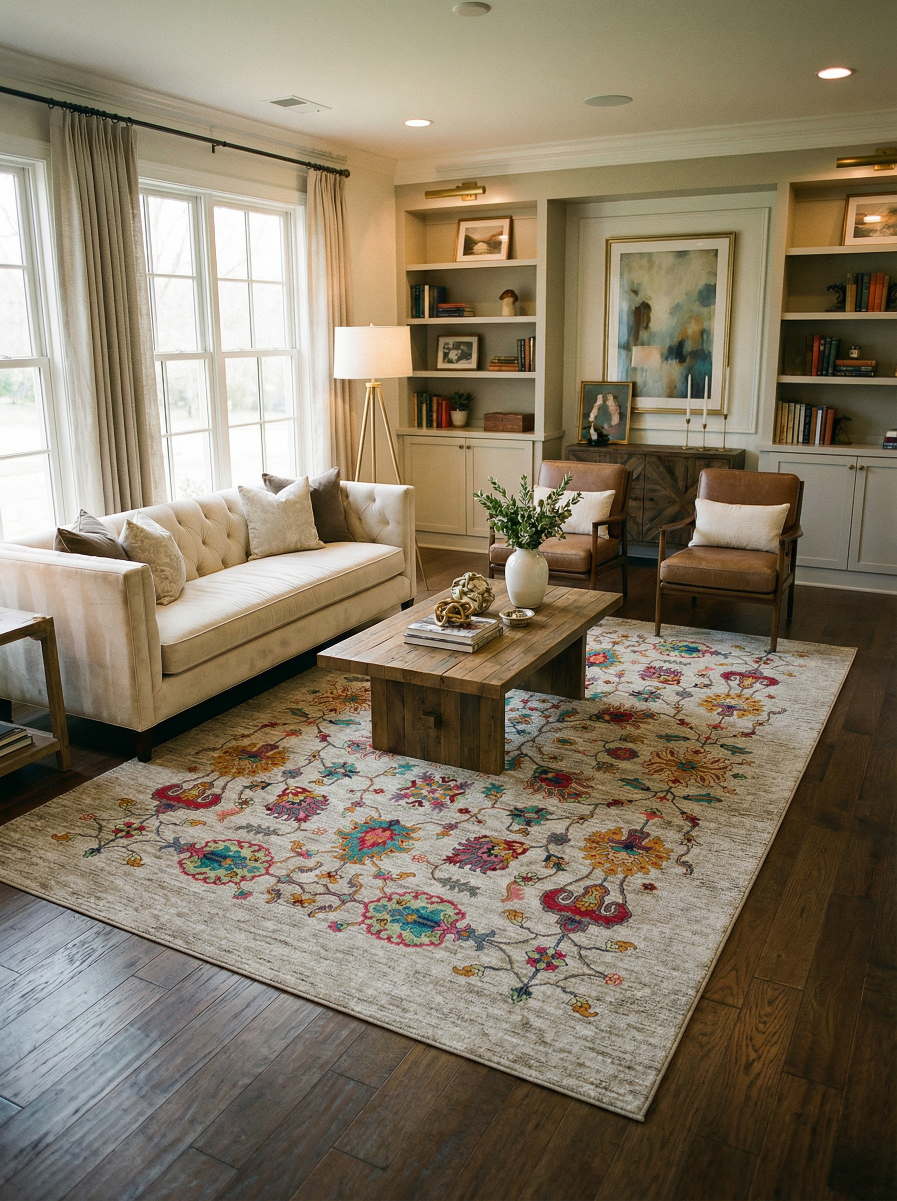 Arte VN002 Vintage Klasik Çiçek Figürlü Dekoratif Şönil Halı