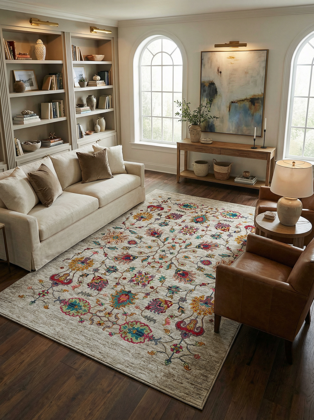 Arte VN002 Vintage Klasik Çiçek Figürlü Dekoratif Şönil Halı