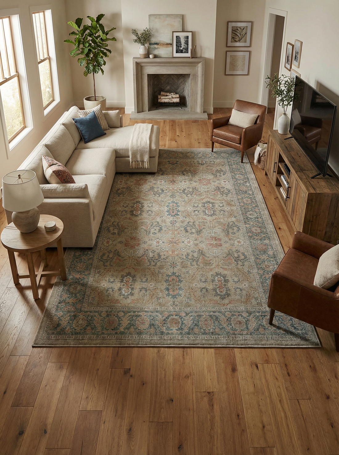 Arte VN003 Vintage Klasik Desenli Dekoratif Şönil Halı