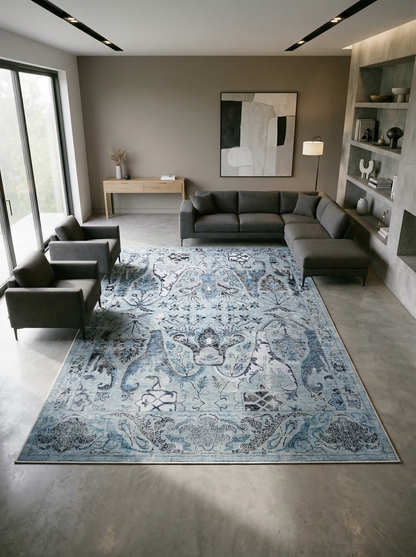 Arte VN004-2 Vintage Klasik Çiçek Figürlü Dekoratif Şönil Halı