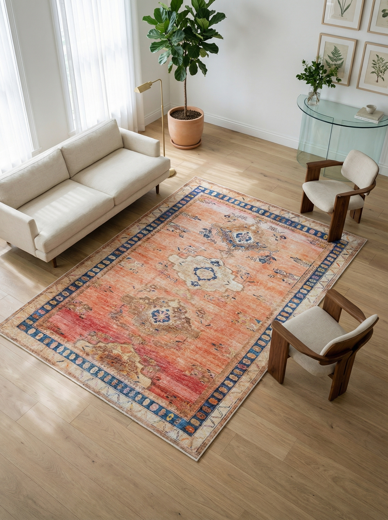 Arte VN005 Vintage Klasik Desenli Dekoratif Şönil Halı