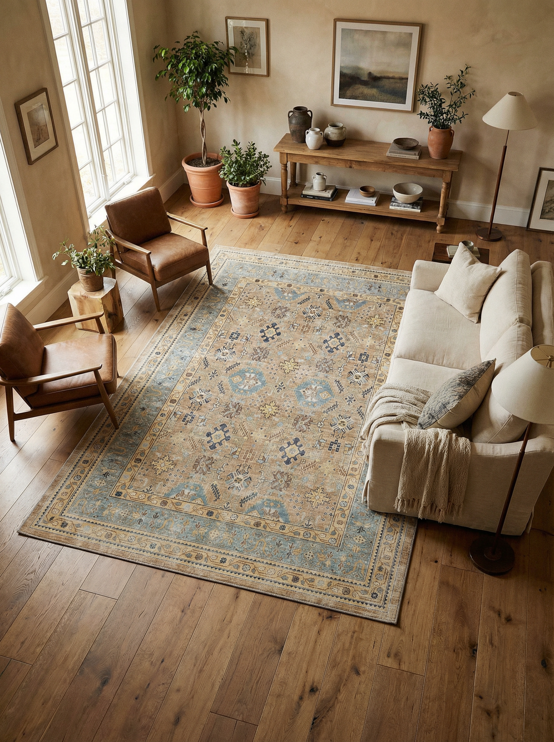 Arte VN008-2 Vintage Klasik Desenli Dekoratif Şönil Halı