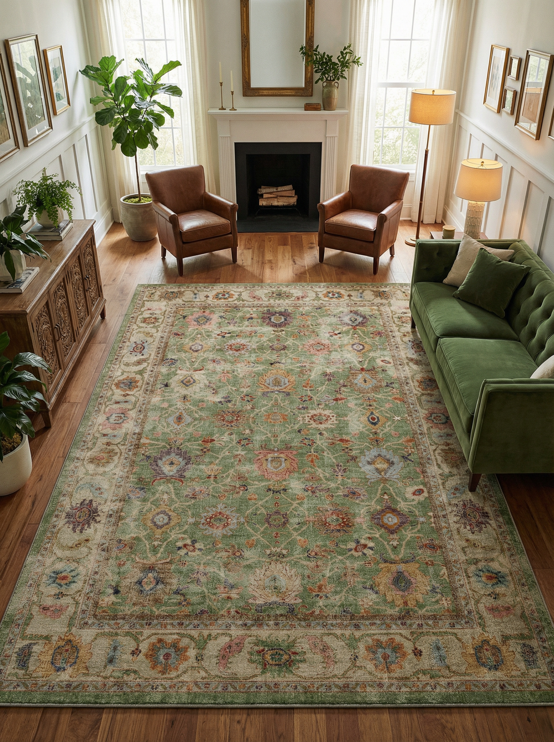 Arte VN009 Vintage Klasik Desenli Dekoratif Şönil Halı