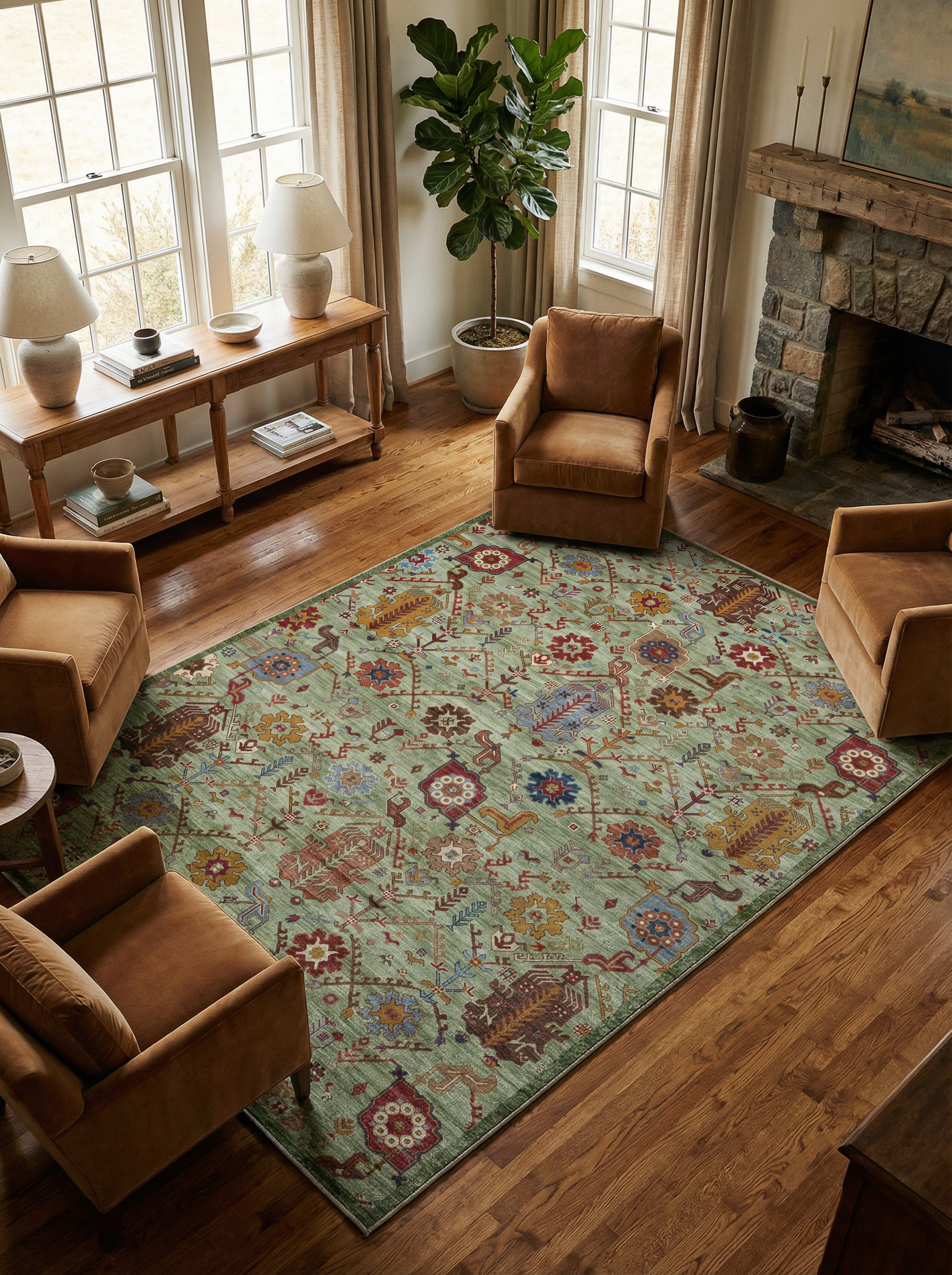 Arte VN010-1 Vintage Klasik Desenli Dekoratif Şönil Halı