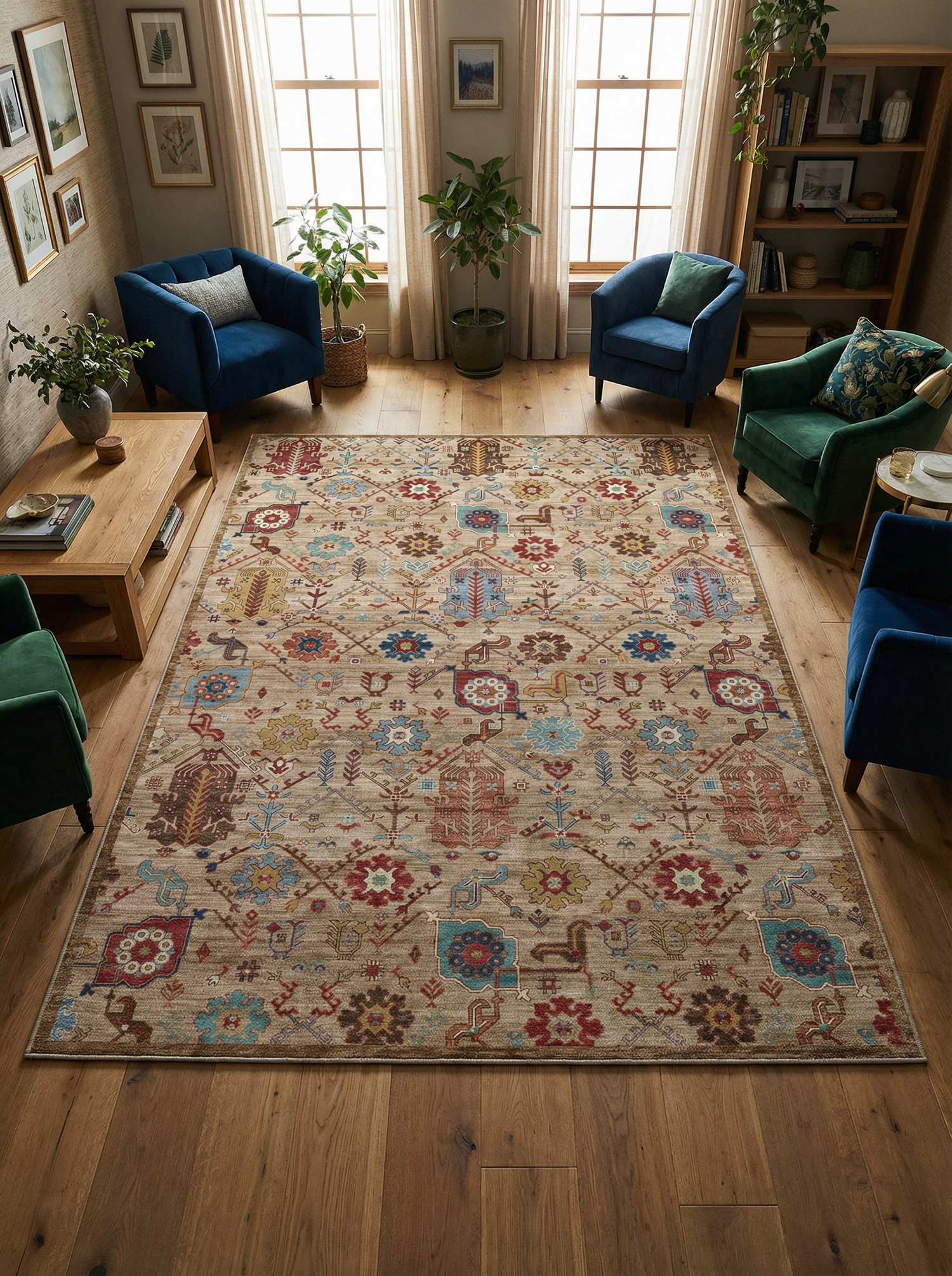 Arte VN010-2 Vintage Klasik Desenli Dekoratif Şönil Halı