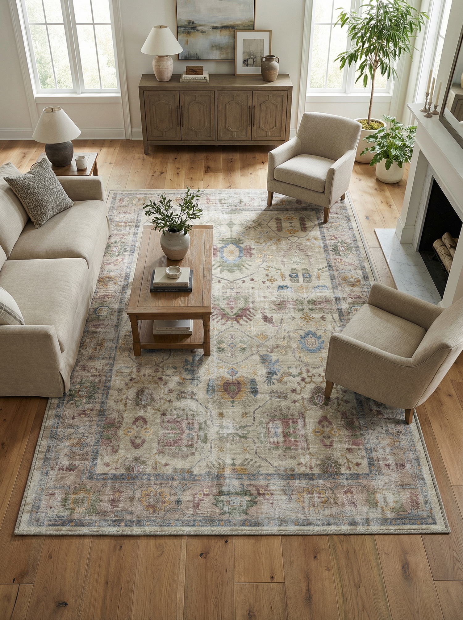 Arte VN011 Vintage Klasik Desenli Dekoratif Şönil Halı