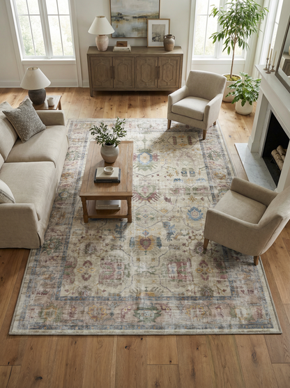 Arte VN011 Vintage Klasik Desenli Dekoratif Şönil Halı